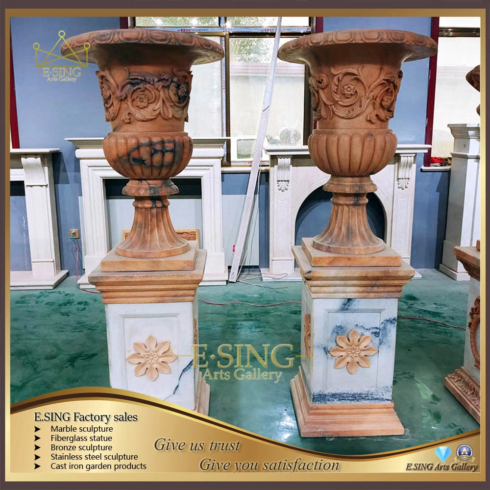 Handmade Marble Decorative Flower Planter Natural Marble Garden Products