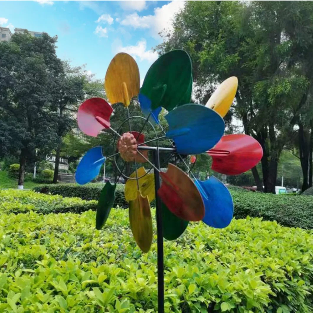 Water-Resistant Spoon-Shaped Colorful Windmill Wind Spinner Garden Stake for Garden Decorations&Ornaments