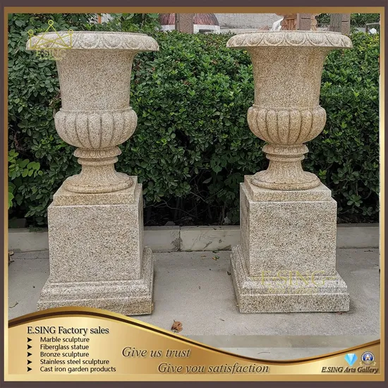 Handmade Marble Decorative Flower Planter Natural Marble Garden Products 